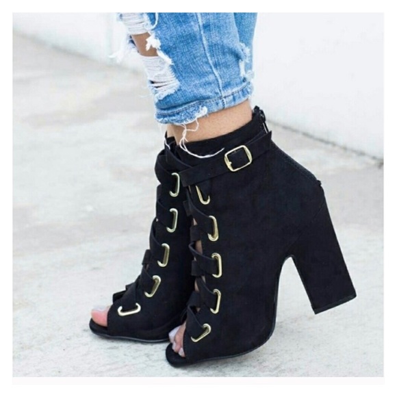 New Arrival- Vegan Suede Ankle Booties, Heels - Picture 4 of 8